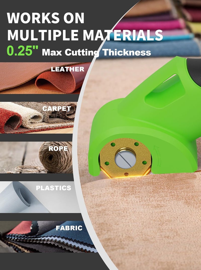 Virsin 4V 2000mAh Cordless Cardboard Cutter, Electric Box Cutter for Cardboard with 2 Titanium Blades, LED & Safety Lock, Rotary Cutter for Fabric, Stocking Stuffers Gifts for Men Women - Leaf Green - Image 5